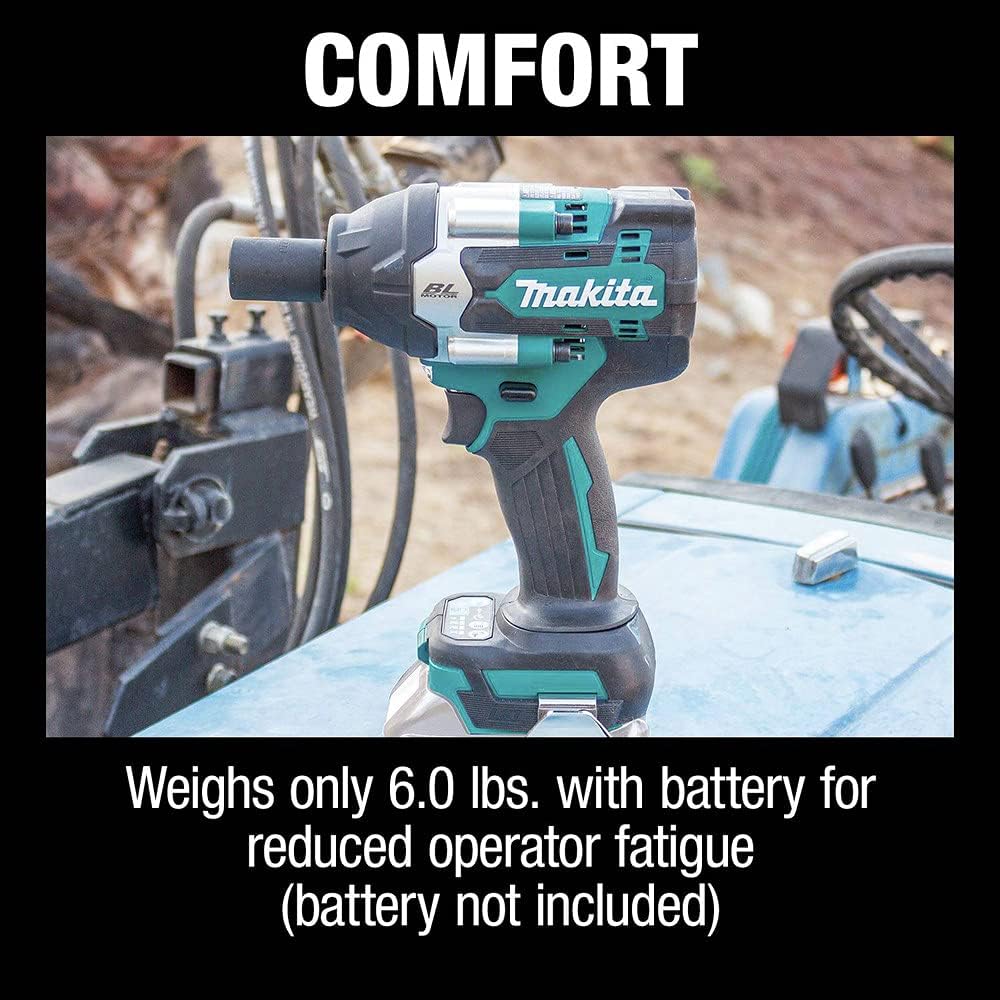 Makita XWT17Z 18V LXT® Lithium-Ion Brushless Cordless 4-Speed Mid-Torque 1/2' Sq. Drive Impact Wrench w/Friction Ring Anvil, Tool Only