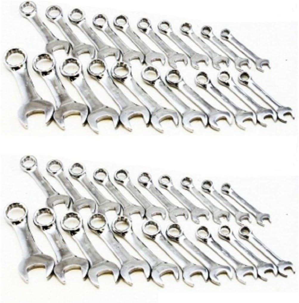 40 PC SAE STANDARD AND MM METRIC SIZE SIZED SHORT LENGTH END STUBBY WRENCH SET, Jikkolumlukka