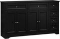 Giantex Large Buffet Cabinet with Storage, 59' Kitchen Cabinet (Black) | 6 Drawers & 2 Adjustable Shelves, Modern Sideboard for Living Room, Coffee Bar