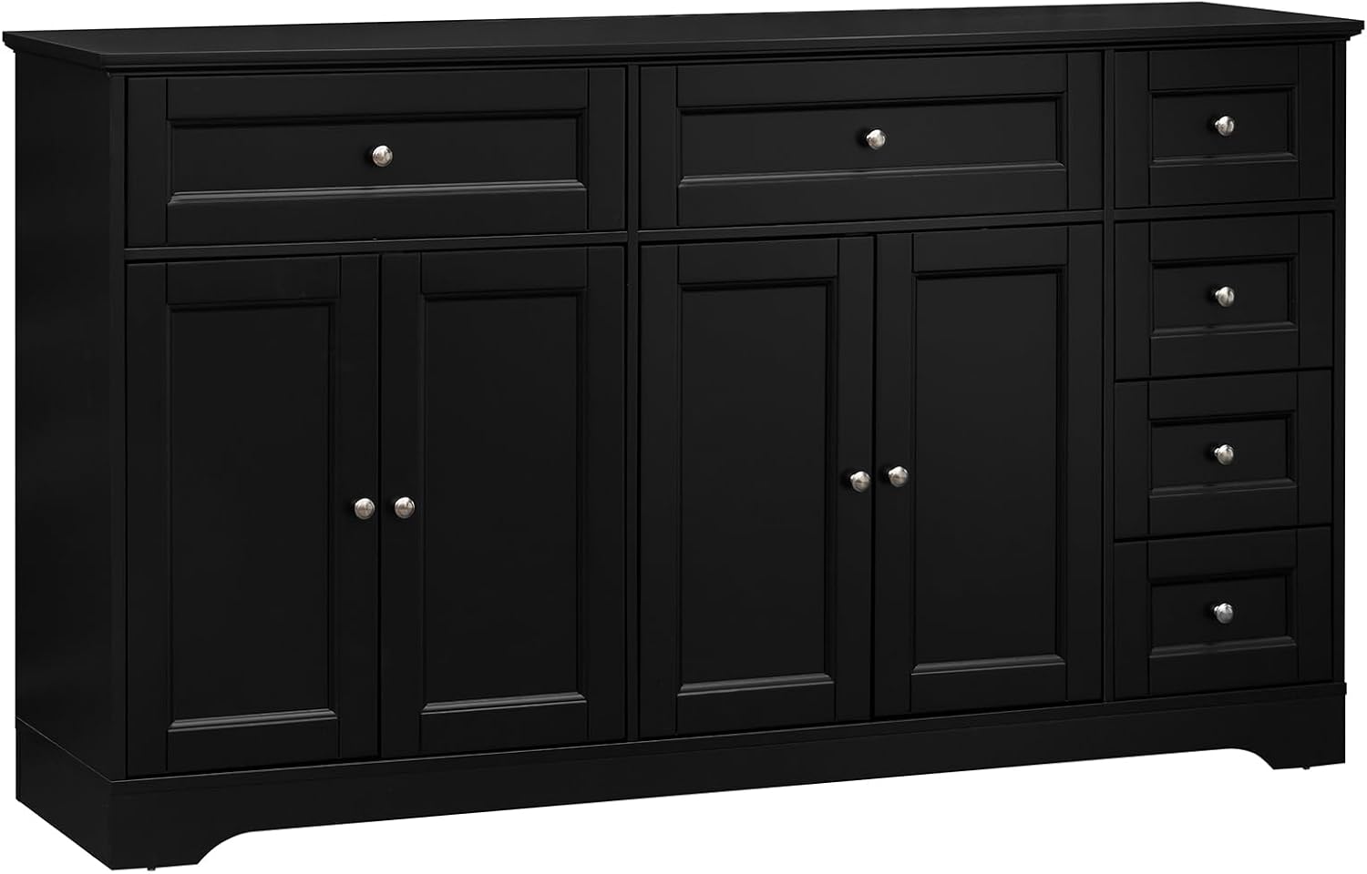 Giantex Large Buffet Cabinet with Storage, 59' Kitchen Cabinet (Black) | 6 Drawers & 2 Adjustable Shelves, Modern Sideboard for Living Room, Coffee Bar