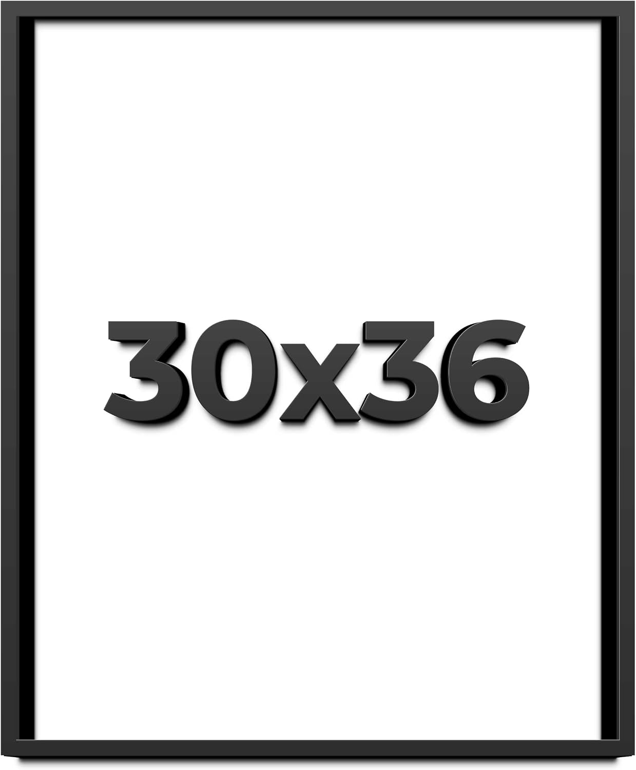 30x36 Shadow Box Black Solid Wood Display Frame with White Acid-Free Backing UV Acrylic & Hanging Hardware - with 3/4' Usable Depth