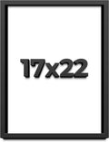 17x22 Shadow Box Black Solid Wood Display Frame with White Acid-Free Backing UV Acrylic & Hanging Hardware - with 3/4' Usable Depth