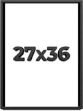 27x36 Shadow Box Black Solid Wood Display Frame with White Acid-Free Backing UV Acrylic & Hanging Hardware - with 3/4' Usable Depth