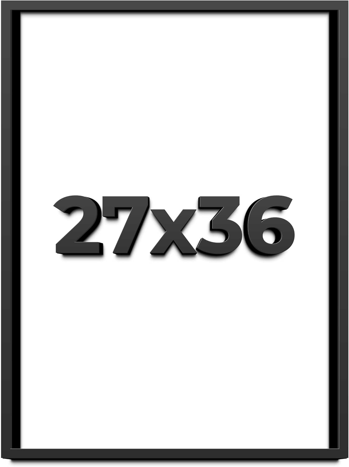 27x36 Shadow Box Black Solid Wood Display Frame with White Acid-Free Backing UV Acrylic & Hanging Hardware - with 3/4' Usable Depth