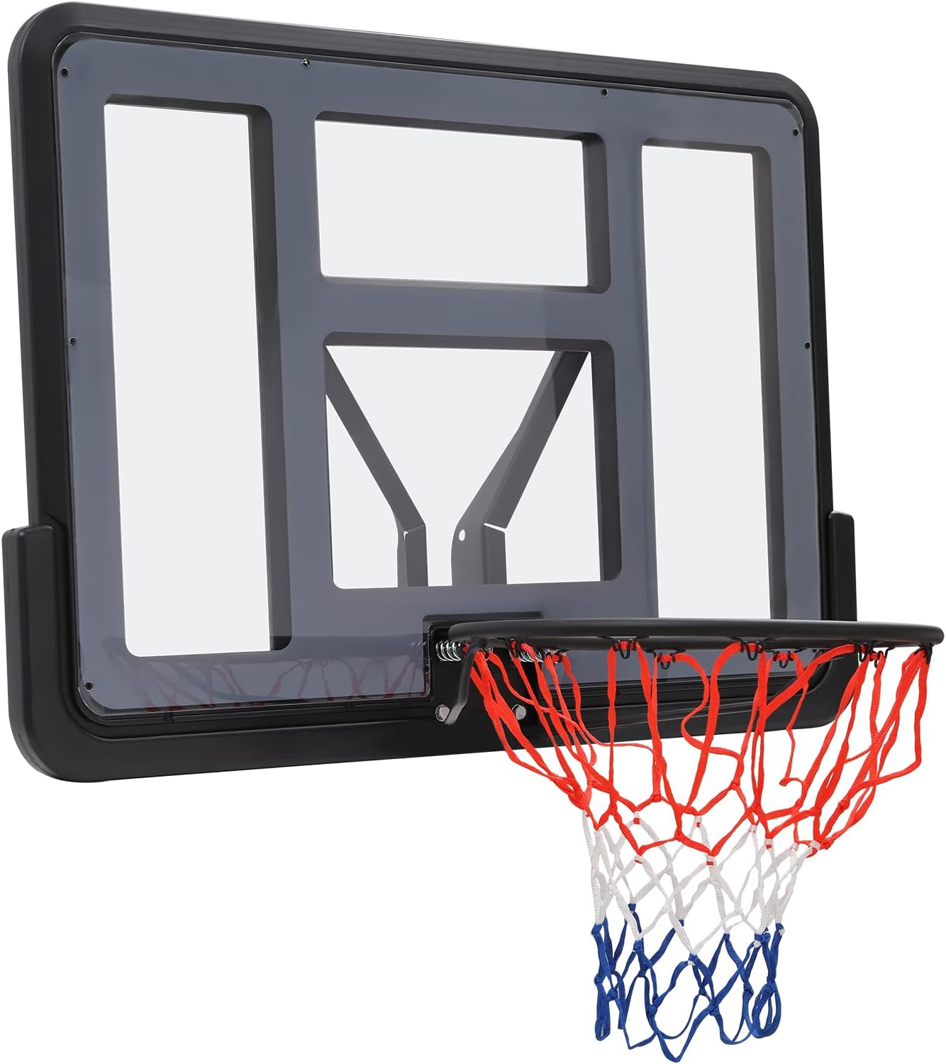 Basketball Backboard and Rim Combo, Indoor Outdoor Pole Mount Basket Ball Hoop with Adjustable Basket Ball Goal PET Backboard, Wall Mounted Basketball Rack & Mounting Bracket Hoop,Over-The-Door Hoops