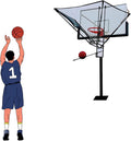 Basketball Shot Return NET Apparatus with 180° Rotating Chute, Suspended Portable Shooting Basketball Rebounder Device