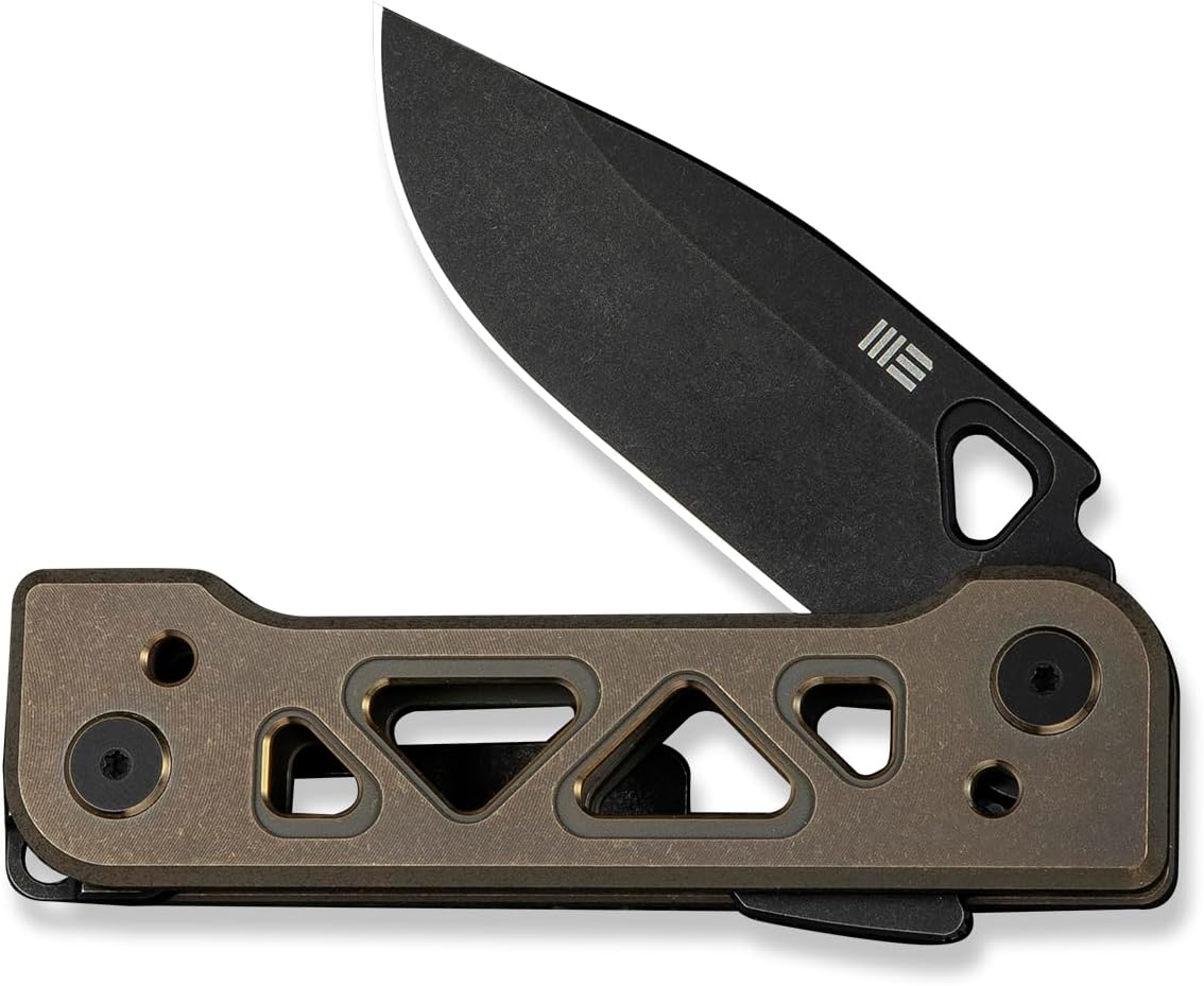 WeKnife Tyro Pocket Knife for Men, Superlock Folding Knife with 4-position Pocket Clip, 2.91' CPM 20CV Steel Blade 6AL4V Titanium Handle, Designed by Snecx Tan WE24001-3 (Bronze)