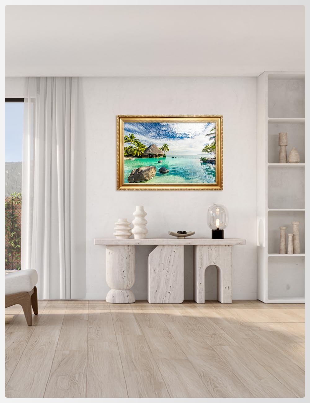 IPIC - 'Tropical Memories Personalized Framed Wall Art, Custom Beach Canvas Print with Solid Wood Frame, A Personalized Gift with Name and Date for Couple, Wedding, or Anniversary