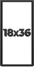 18x36 Shadow Box Black Solid Wood Display Frame with White Acid-Free Backing UV Acrylic & Hanging Hardware - with 3/4' Usable Depth
