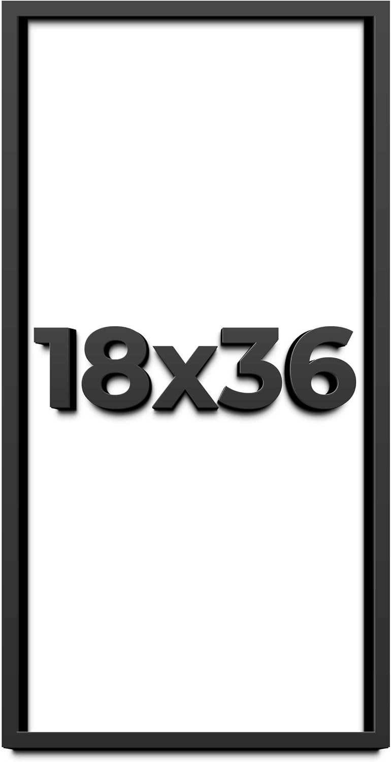 18x36 Shadow Box Black Solid Wood Display Frame with White Acid-Free Backing UV Acrylic & Hanging Hardware - with 3/4' Usable Depth