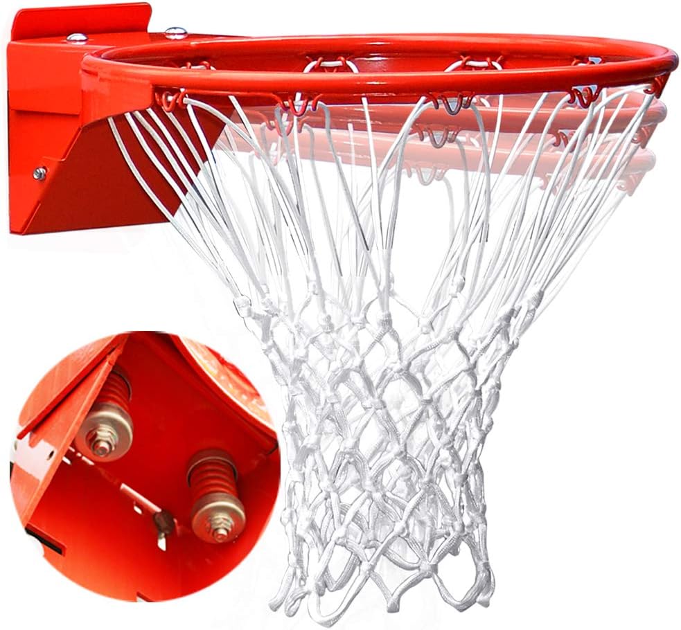 Professional 180º Heavy Duty Breakaway Basketball Rim，18 inch Flex Rim Goal Replacement Fits 5'x5', 5'x4', 4'x3'，5'x3' Hole Pattern Backboard