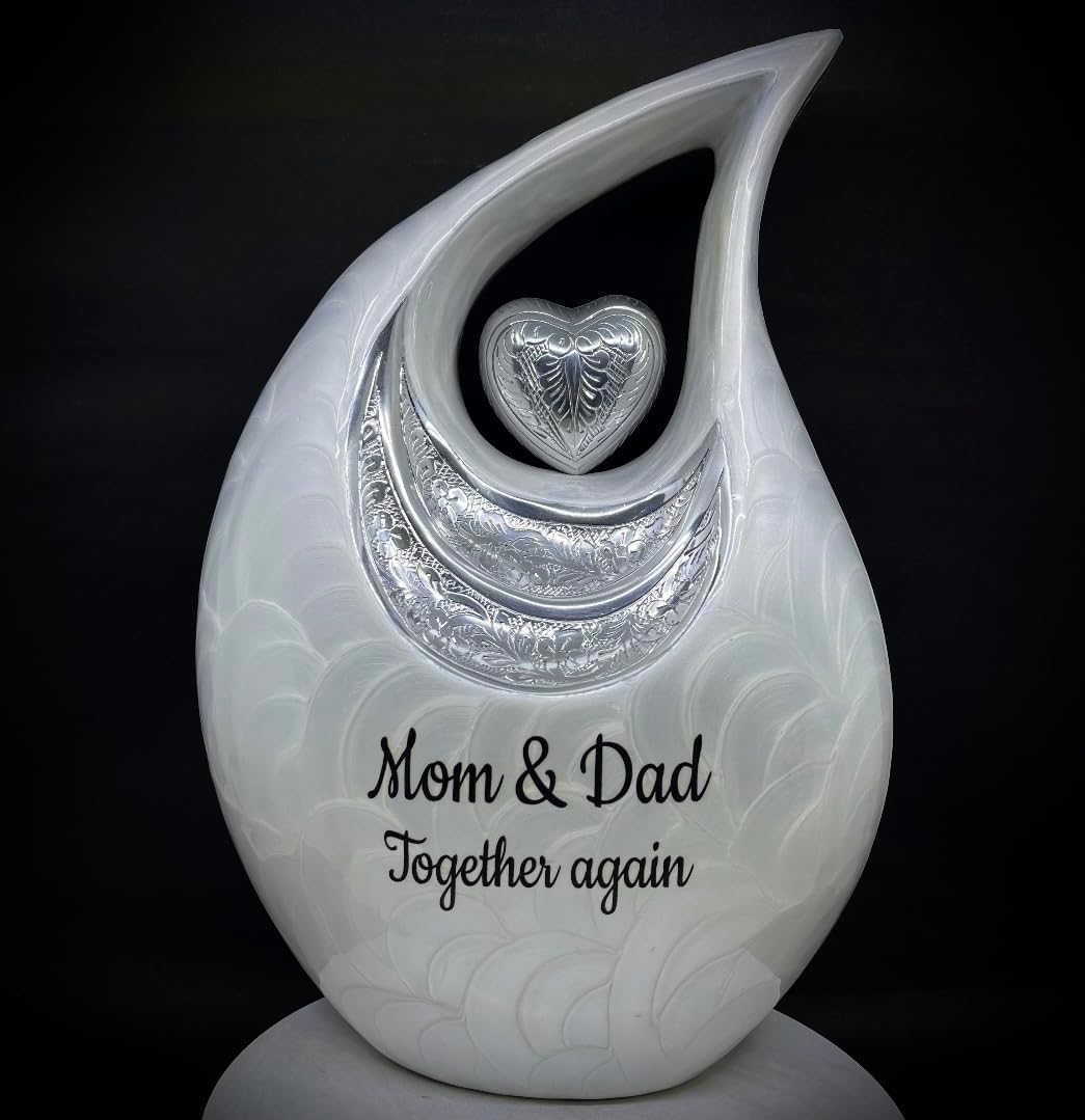 Double Adult/XXL urn for Forever Together Companions - Companion urns for 2 Adults - Teardrop Cremation Keepsake for Human Ash of Adult Man and Female - Includes Velvet Bag, 440 Cu Inch