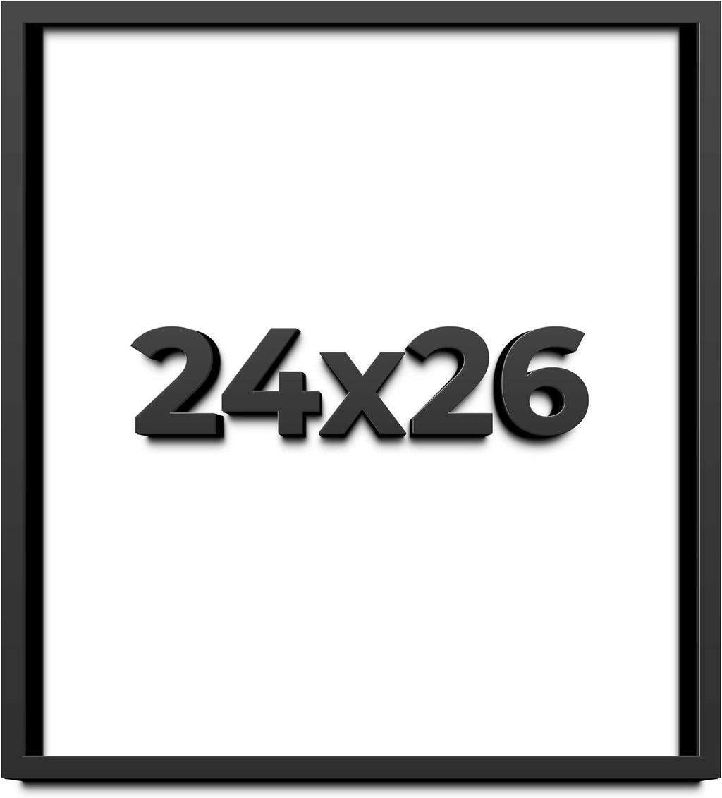 24x26 Shadow Box Black Solid Wood Display Frame with White Acid-Free Backing UV Acrylic & Hanging Hardware - with 3/4' Usable Depth