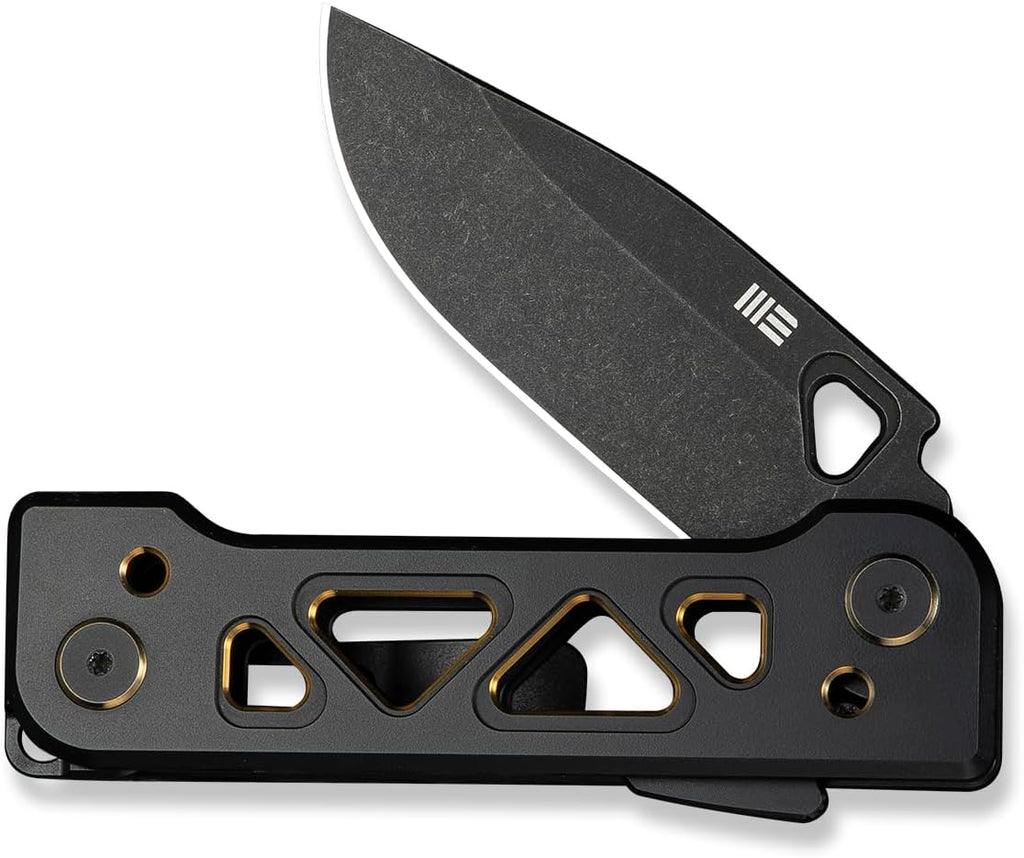 WeKnife Tyro Pocket Knife for Men, Superlock Folding Knife with 4-position Pocket Clip, 2.91' CPM 20CV Steel Blade 6AL4V Titanium Handle, Designed by Snecx Tan WE24001-1 (Black)