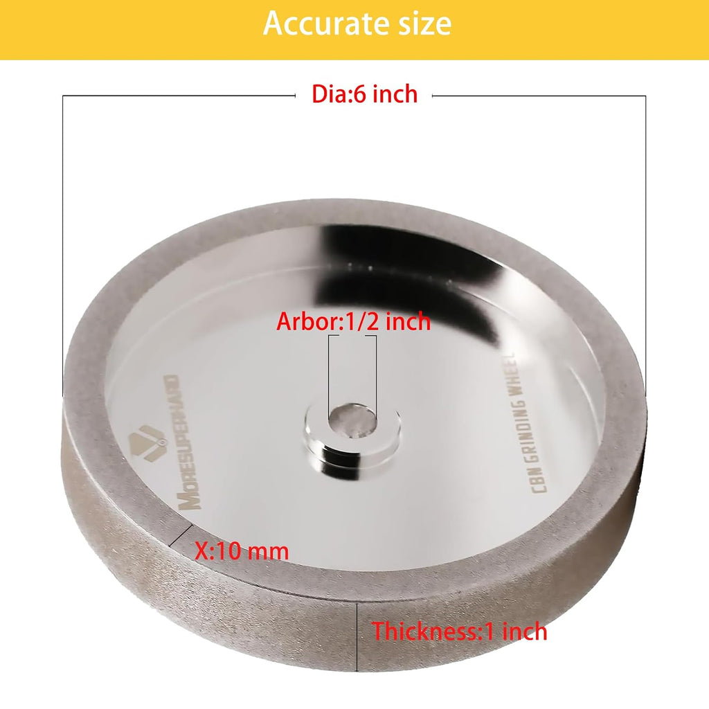 CBN Grinding Wheel 6 inch 600&1000 Grit,1/2' Bore,1' Wide,for All Kinds of 6 inch Bench Grinders,for Sharpening High Speed Steel Tools WoodTurining Tools