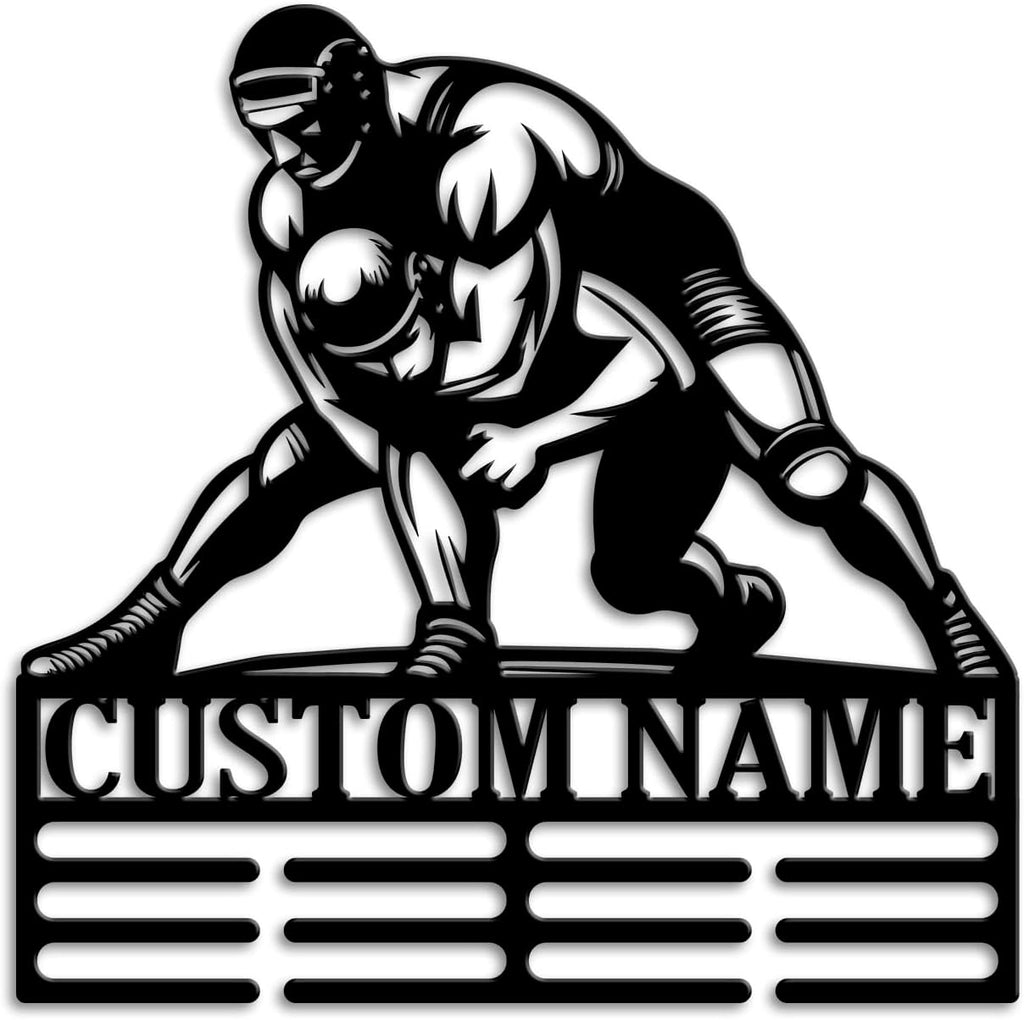 Custom Wrestling Medal Holder LED Light, Wrestler Name Medal Hanger Display, Rack For Tiered Award Ribbon, Metal Sign Gift For Athlete Artwork