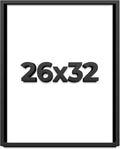 26x32 Shadow Box Black Solid Wood Display Frame with White Acid-Free Backing UV Acrylic & Hanging Hardware - with 3/4' Usable Depth