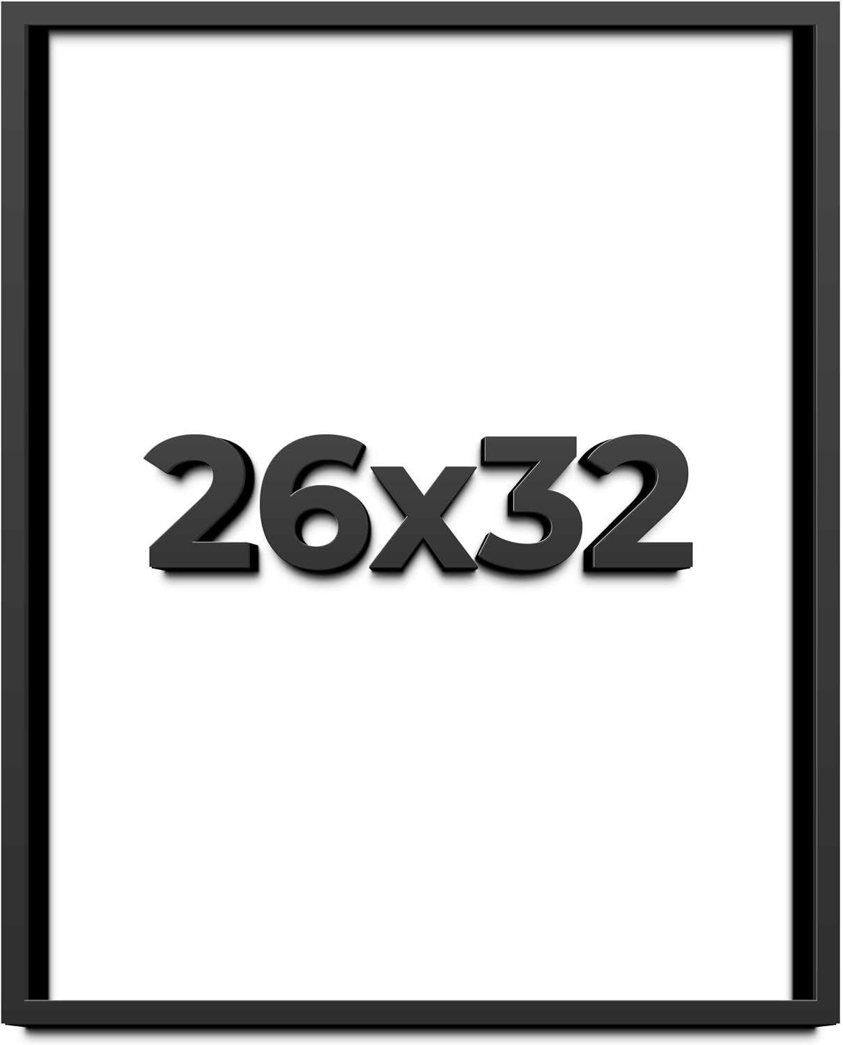 26x32 Shadow Box Black Solid Wood Display Frame with White Acid-Free Backing UV Acrylic & Hanging Hardware - with 3/4' Usable Depth