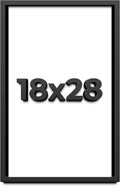 18x28 Shadow Box Black Solid Wood Display Frame with White Acid-Free Backing UV Acrylic & Hanging Hardware - with 3/4' Usable Depth