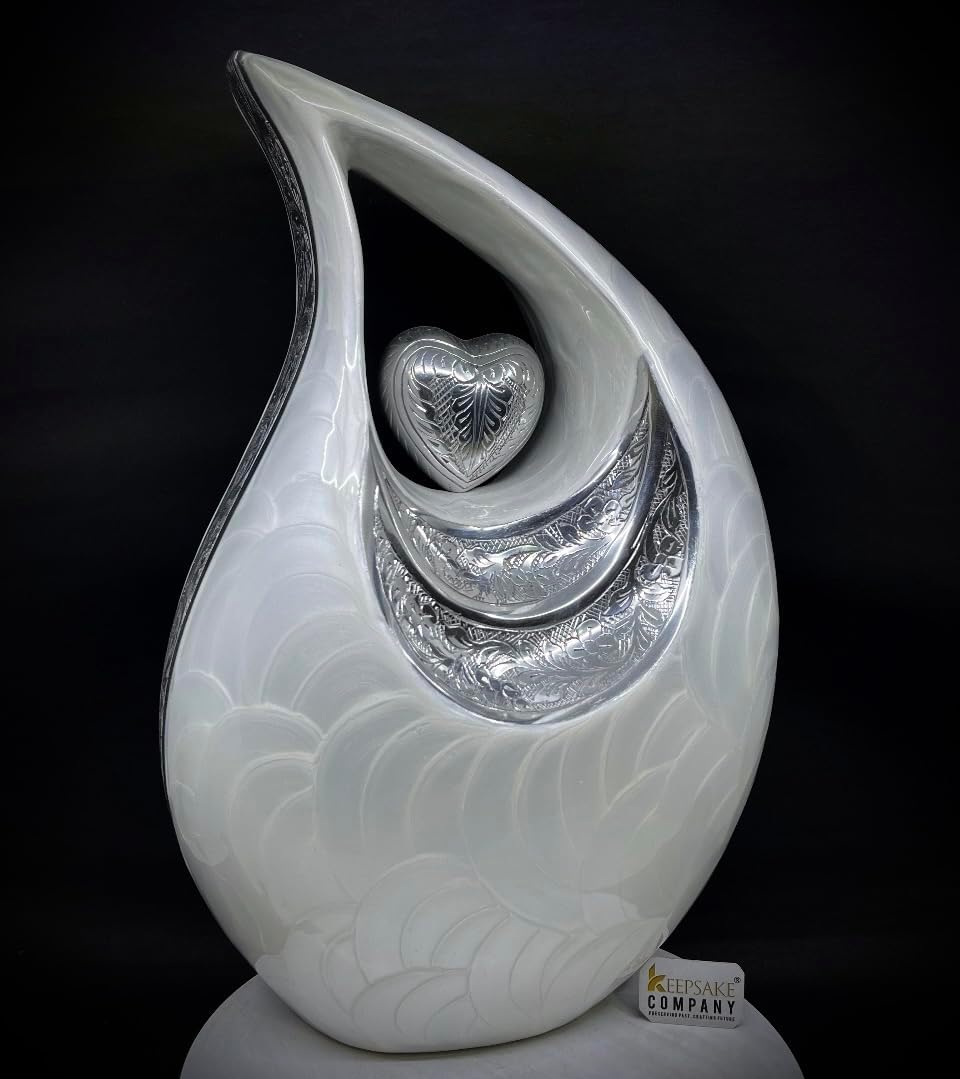Double Adult/XXL urn for Forever Together Companions - Companion urns for 2 Adults - Teardrop Cremation Keepsake for Human Ash of Adult Man and Female - Includes Velvet Bag, 440 Cu Inch