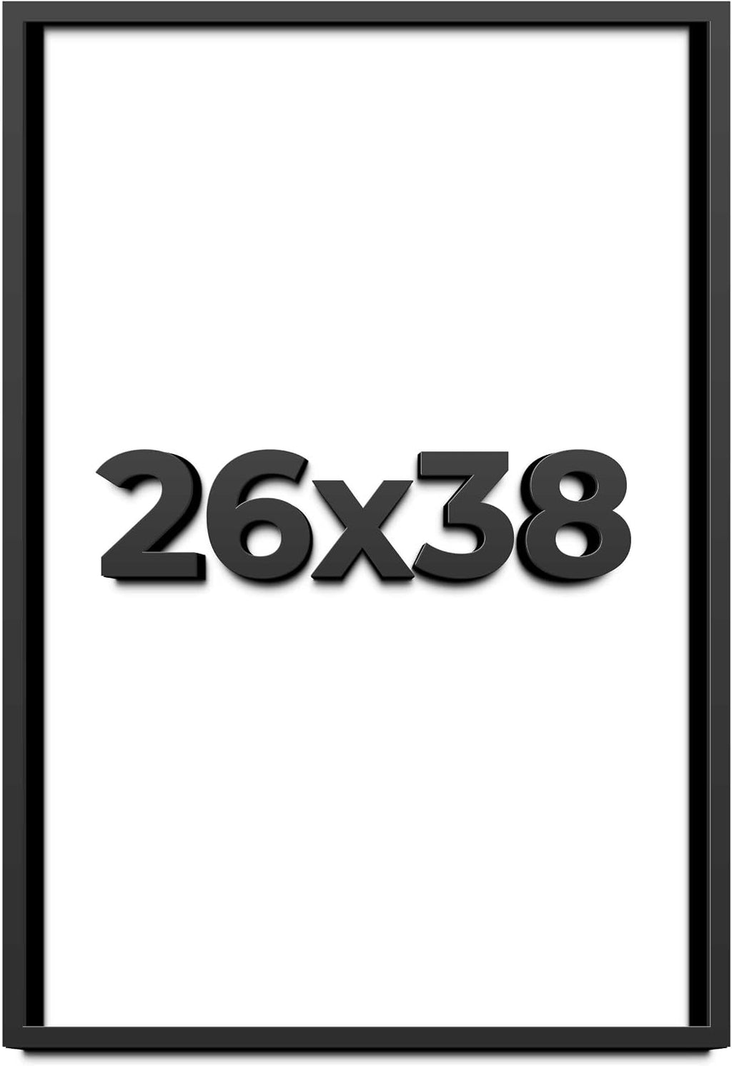 26x38 Shadow Box Black Solid Wood Display Frame with White Acid-Free Backing UV Acrylic & Hanging Hardware - with 3/4' Usable Depth
