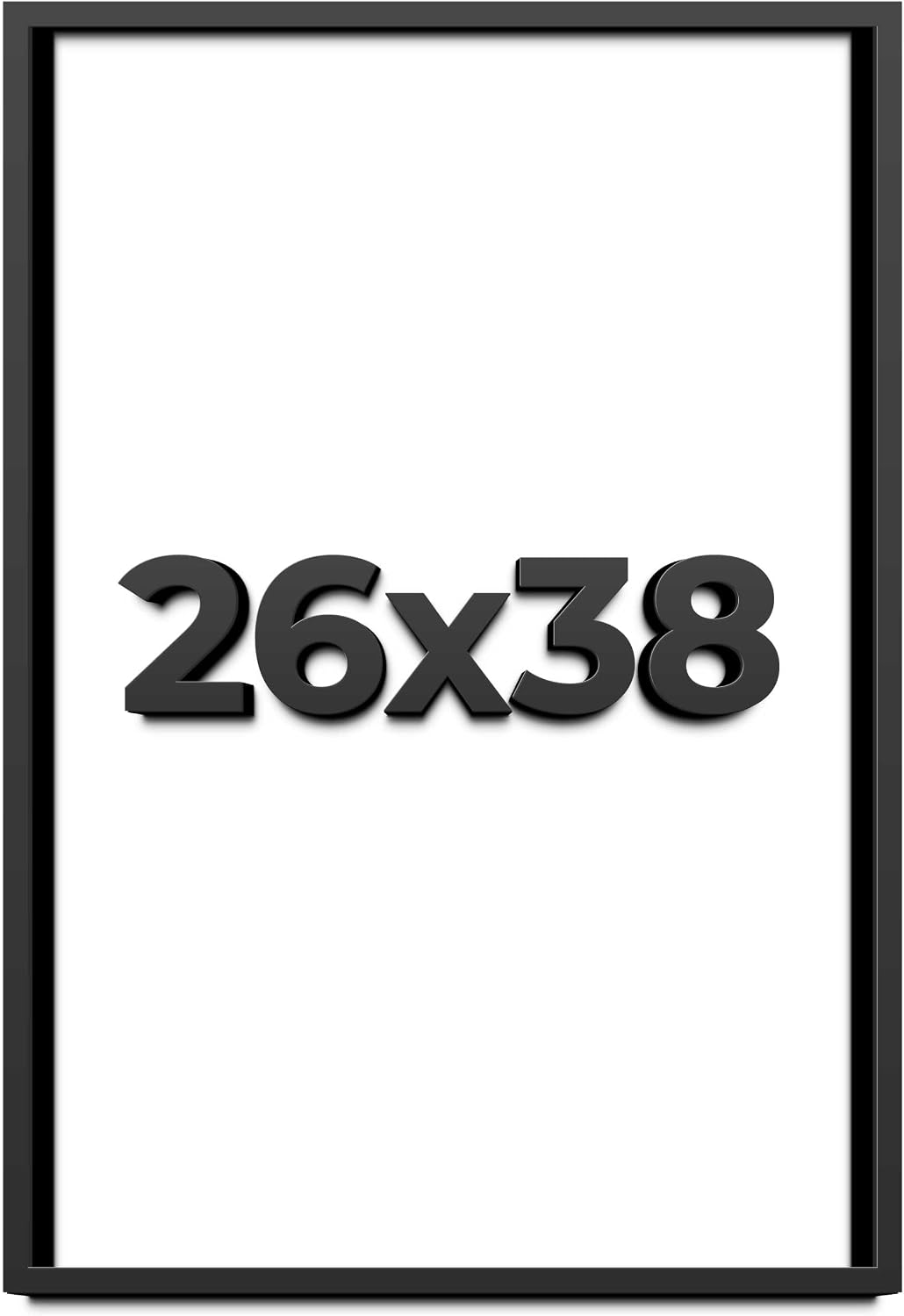 26x38 Shadow Box Black Solid Wood Display Frame with White Acid-Free Backing UV Acrylic & Hanging Hardware - with 3/4' Usable Depth
