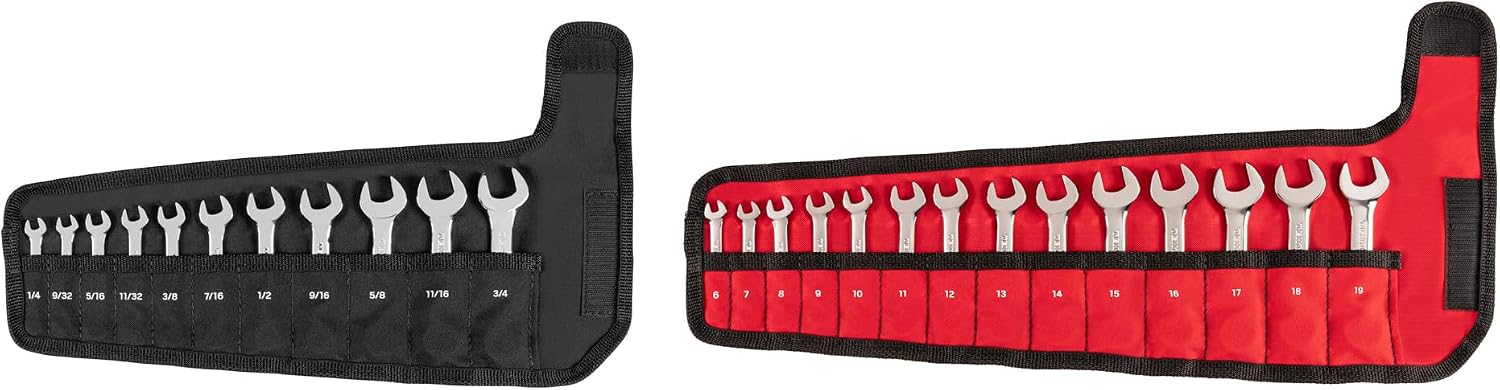 TEKTON Stubby Combination Wrench Set with Rolls, 25-Piece (1/4-3/4 in., 6-19 mm) | WCB94403