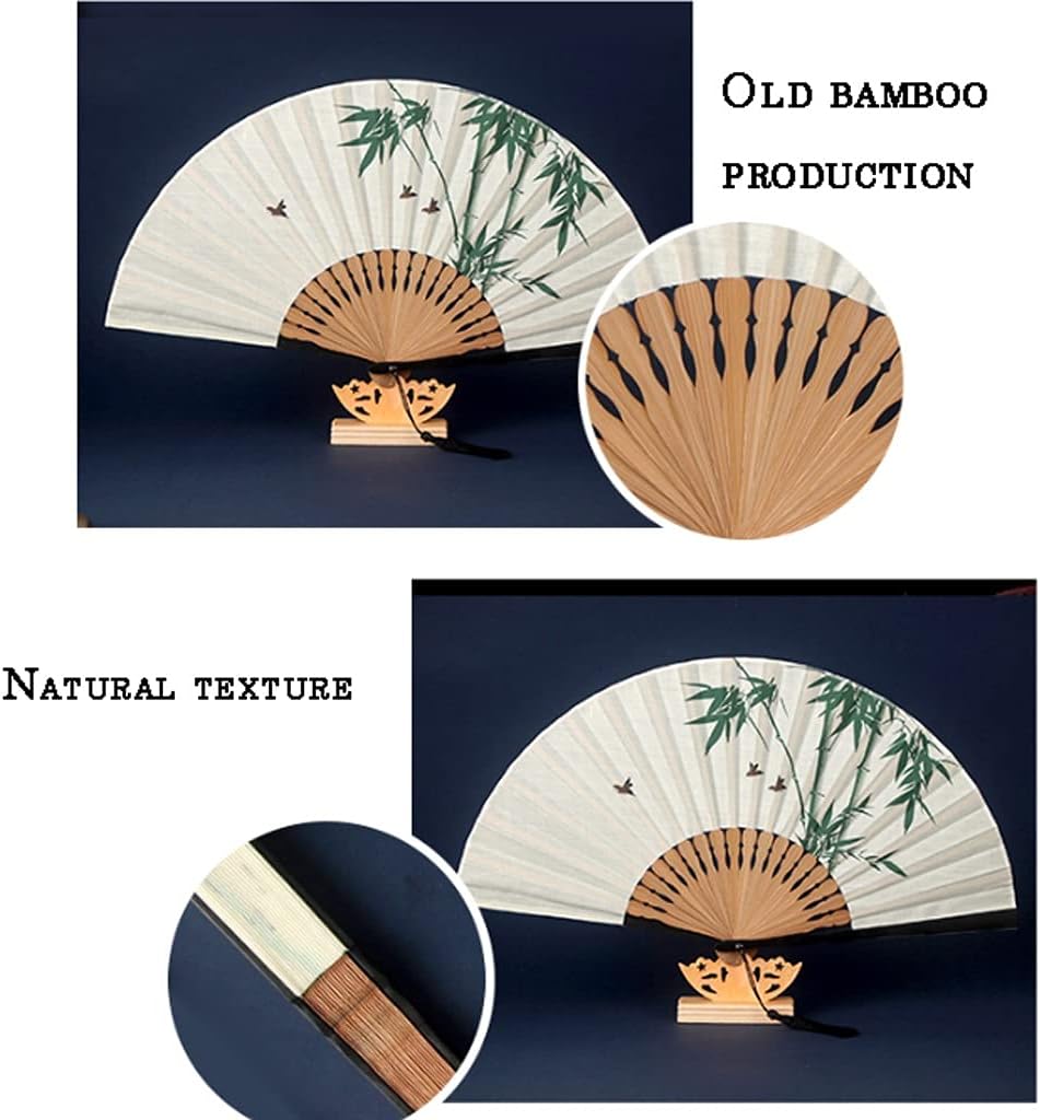 Decoration Folding Fan Antiquity Handheld Fans，Summer Portable Hand-Painted Hanfu Folding Fan for Home Decor Events Party Supplies Gift Elegant Hand Fan Fan (Color : Khaki)