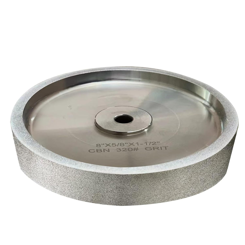 BUCKTOOL 320 Grit 8 Inch CBN Grinding Wheel, 1.5' Wide, 5/8' Arbor Cubic Boron Nitride Sharpening Wheel for Sharpening Wood-Turning Tools, Chisels, Hardcore and More