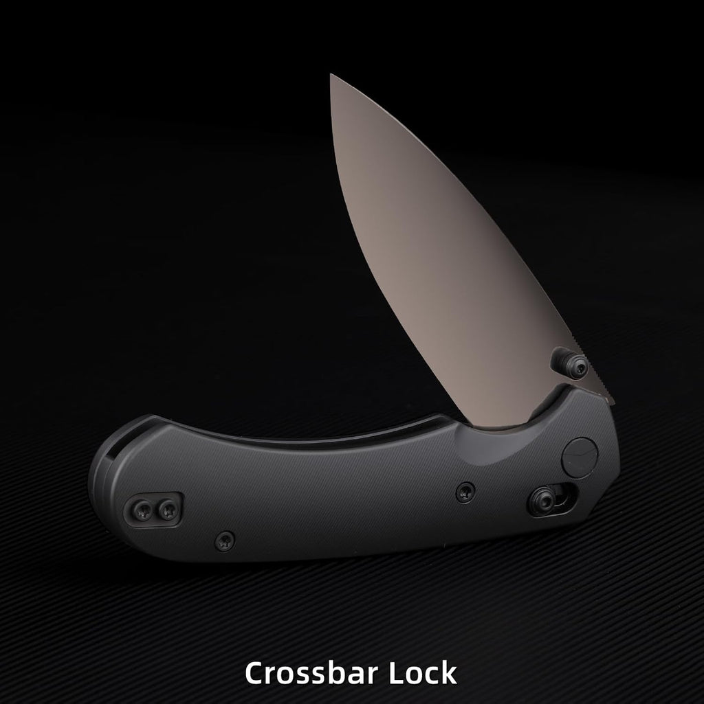Folding Pocket Knife, 3.31'' M390 Blade, Erogonomic Titanium Handle, Pocket Knife for Men, EDC Knife for Hunting, Outdoor Survival Fishing Hiking Camping Knives (Black)