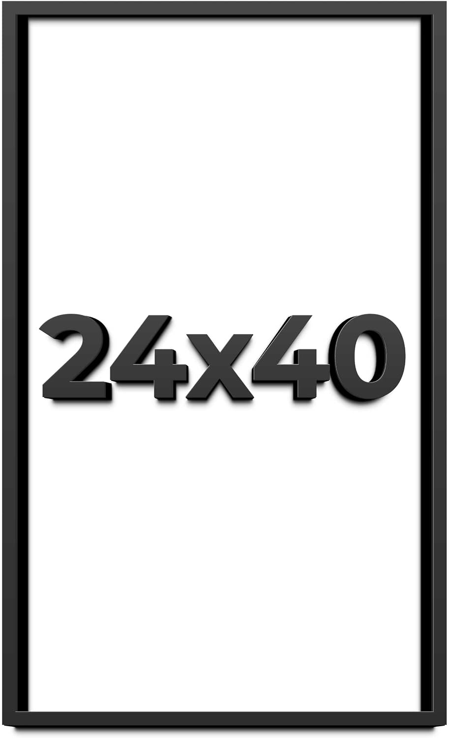 24x40 Shadow Box Black Solid Wood Display Frame with White Acid-Free Backing UV Acrylic & Hanging Hardware - with 3/4' Usable Depth