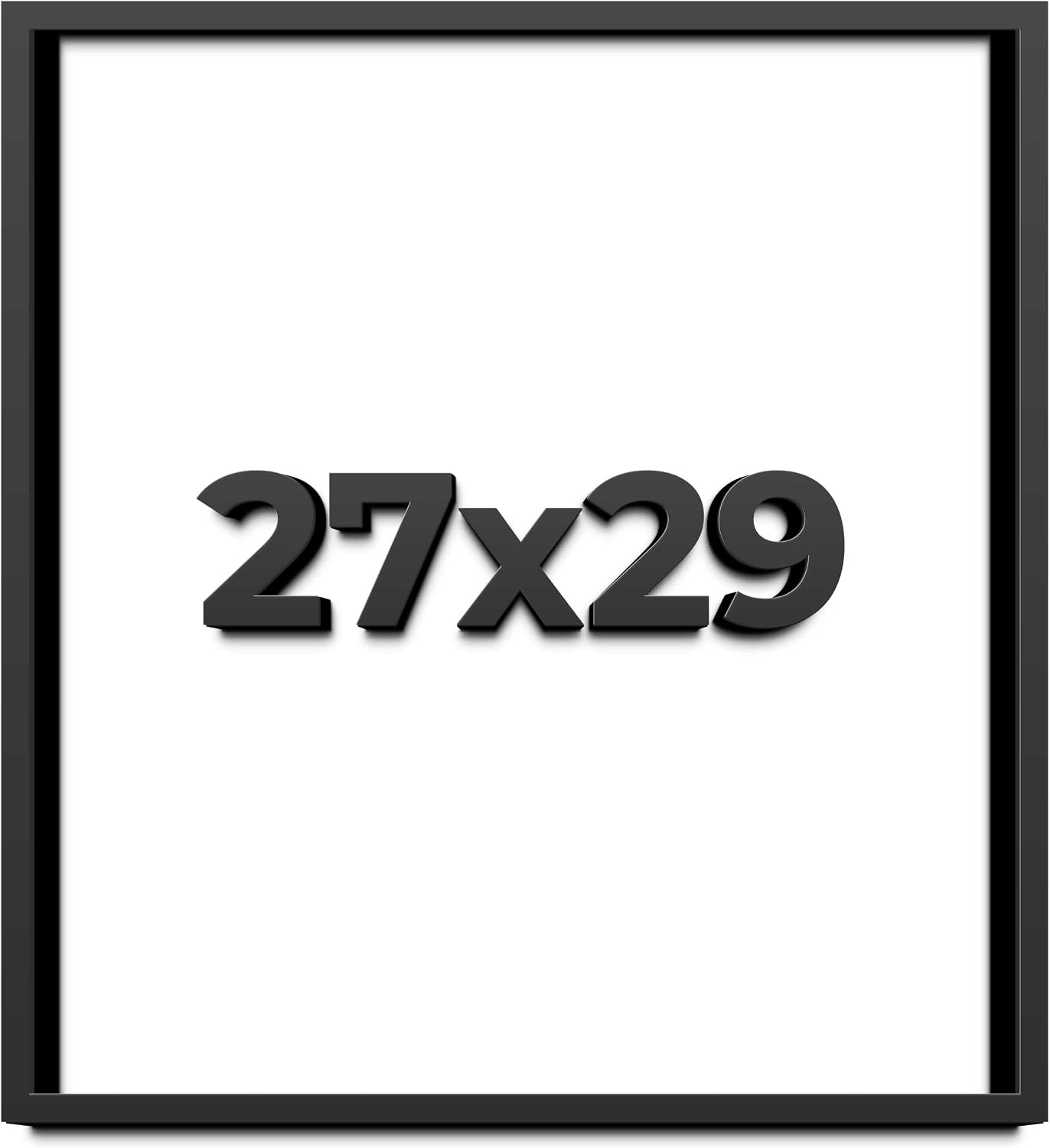 27x29 Shadow Box Black Solid Wood Display Frame with White Acid-Free Backing UV Acrylic & Hanging Hardware - with 3/4' Usable Depth