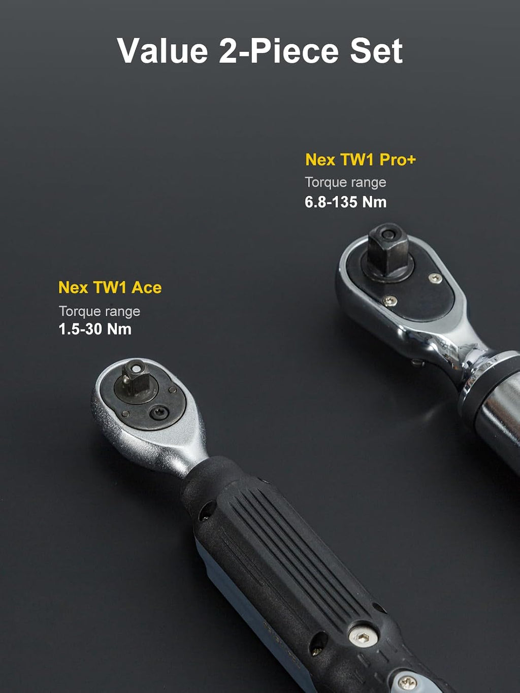 GROWNEER Digital Torque Wrench Set, 1/4' Drive 1.1-22.1 Ft-lbs/1.5-30Nm & 3/8'' Drive 7.38-147.5 Ft-lbs/6.8-135Nm Electronic Torque Wrench Combo with Buzzer & LED Indicator for Motor Car Repair