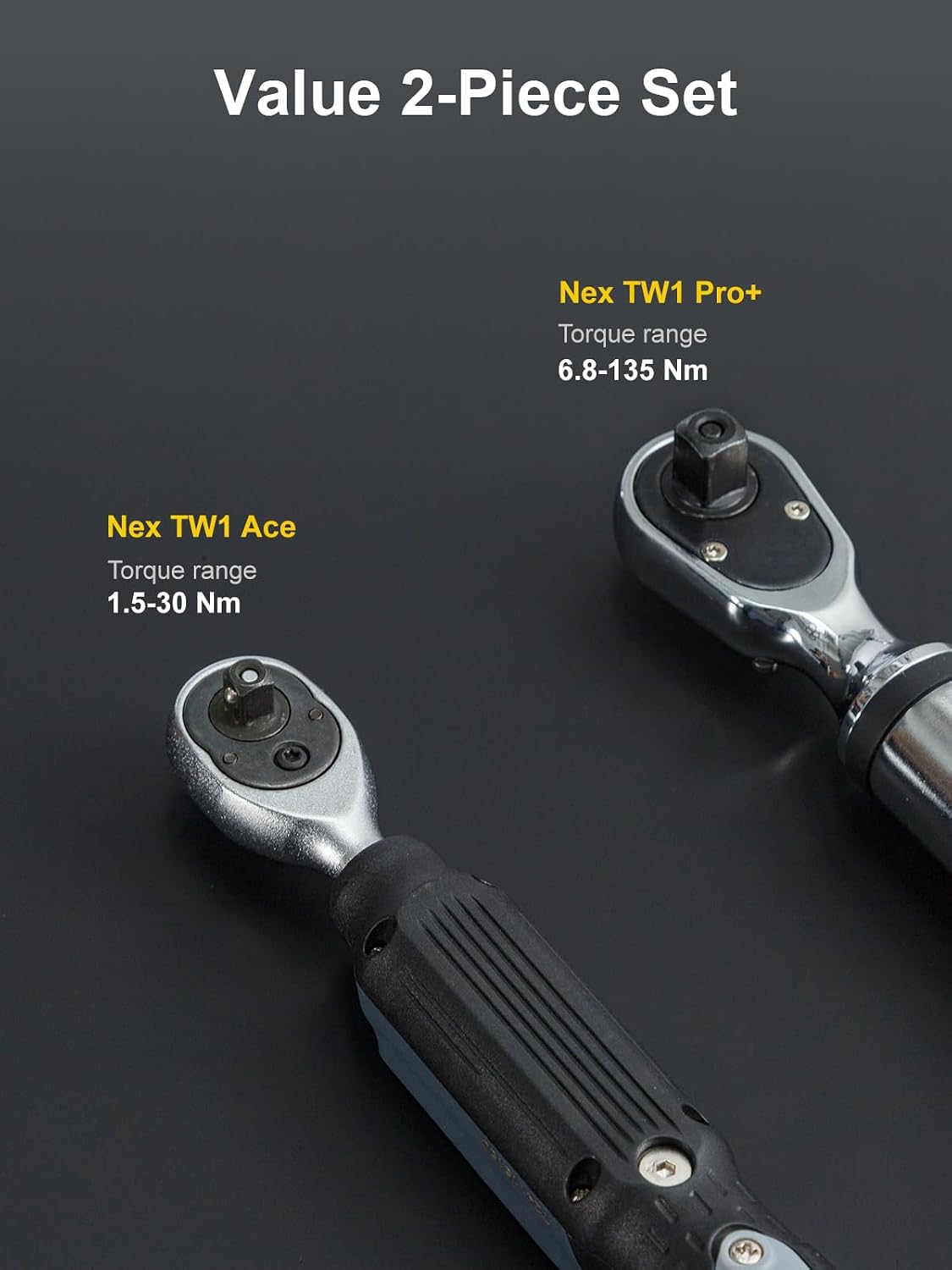GROWNEER Digital Torque Wrench Set, 1/4' Drive 1.1-22.1 Ft-lbs/1.5-30Nm & 3/8'' Drive 7.38-147.5 Ft-lbs/6.8-135Nm Electronic Torque Wrench Combo with Buzzer & LED Indicator for Motor Car Repair