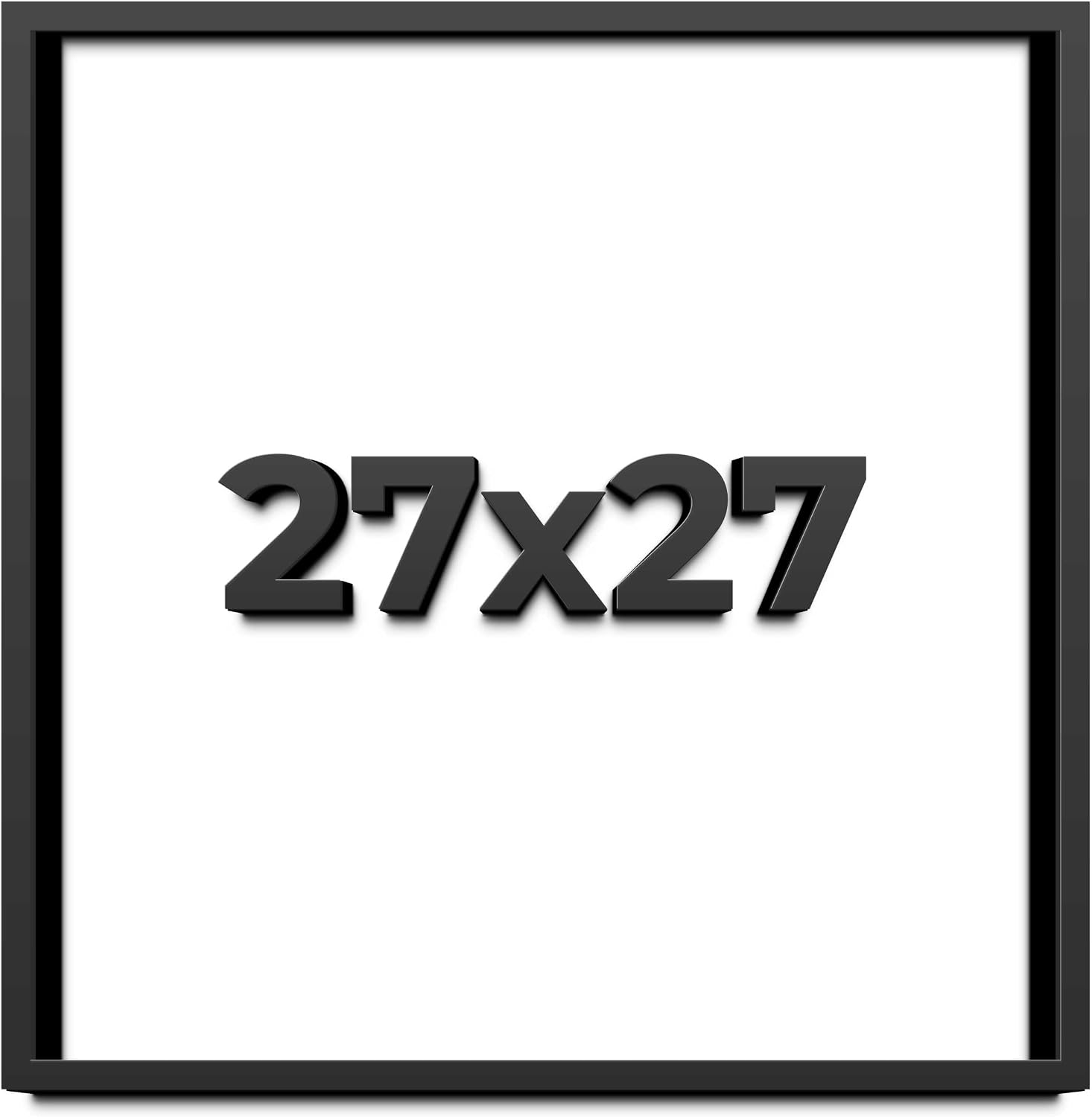 27x27 Shadow Box Black Solid Wood Display Frame with White Acid-Free Backing UV Acrylic & Hanging Hardware - with 3/4' Usable Depth