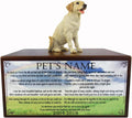 Wooden Pet Urns for Dogs with Yellow Labrador Figurine & Poem Beyond The Rainbow | Personalized Dog Memorial Urn for Ashes | Medium Paulownia Pet Urn for Lab | Pet Memorial | Conversation Concepts