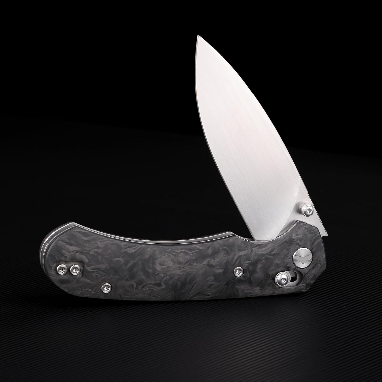 Folding Pocket Knife, 3.31'' M390 Blade, Erogonomic Titanium Handle, Pocket Knife for Men, EDC Knife for Hunting, Outdoor Survival Fishing Hiking Camping Knives (Black&Grey)