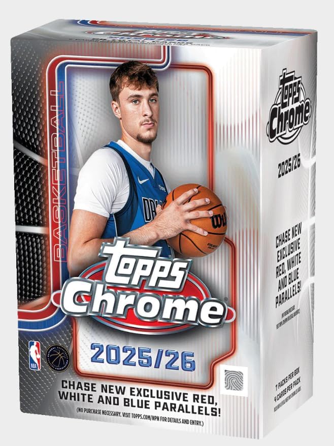 2025/26 Topps Chrome Basketball Sealed Blaster Value Box (7 Packs/Box)