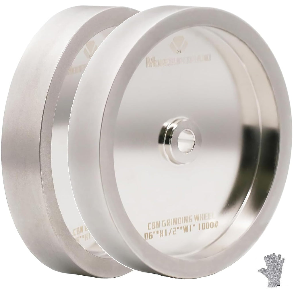 CBN Grinding Wheel 6 inch 600&1000 Grit,1/2' Bore,1' Wide,for All Kinds of 6 inch Bench Grinders,for Sharpening High Speed Steel Tools WoodTurining Tools
