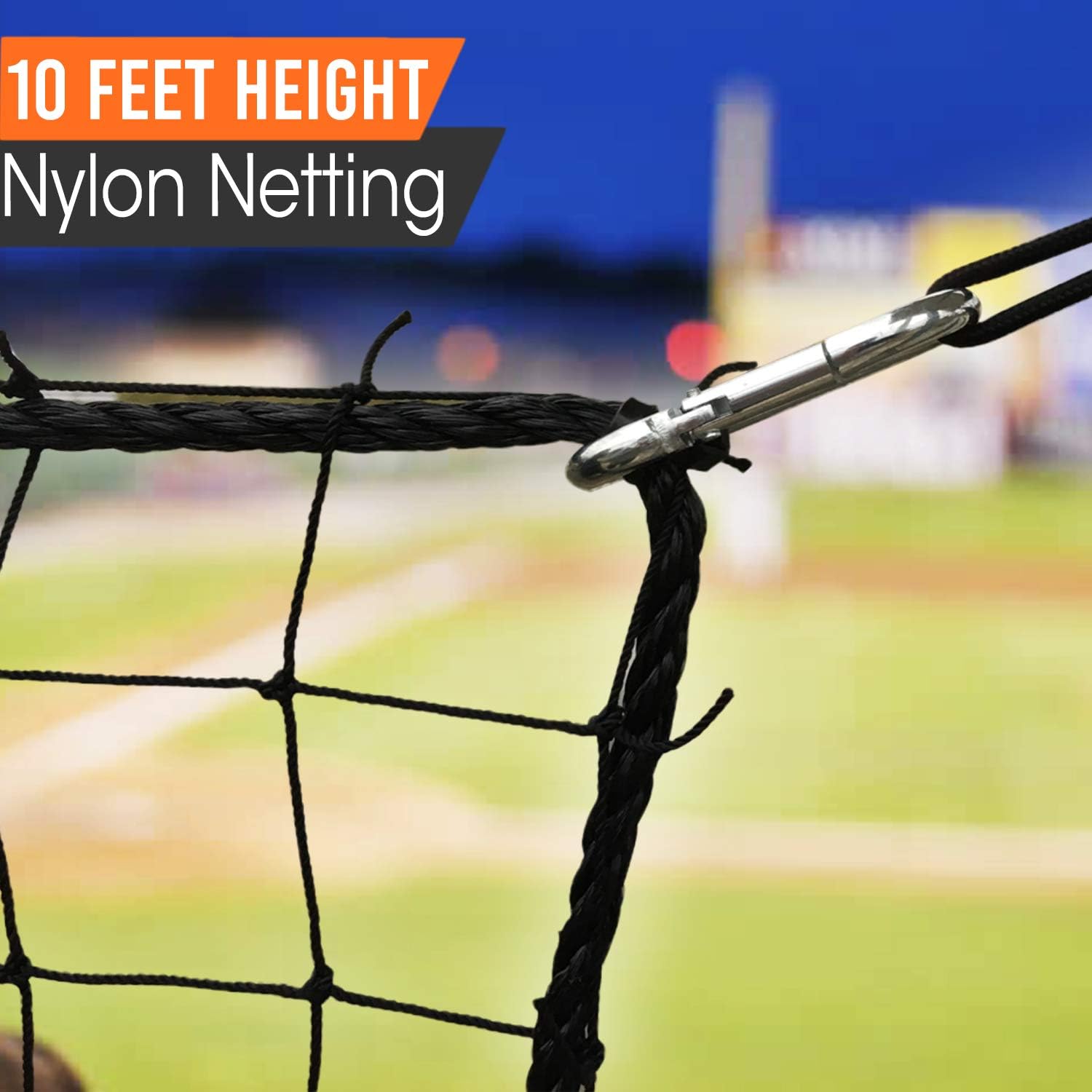 Multi-Sport Barrier Net, Nylon, Black, 10x10/15/20/30, Baseball, Softball, Basketball, Football, Soccer, Tennis