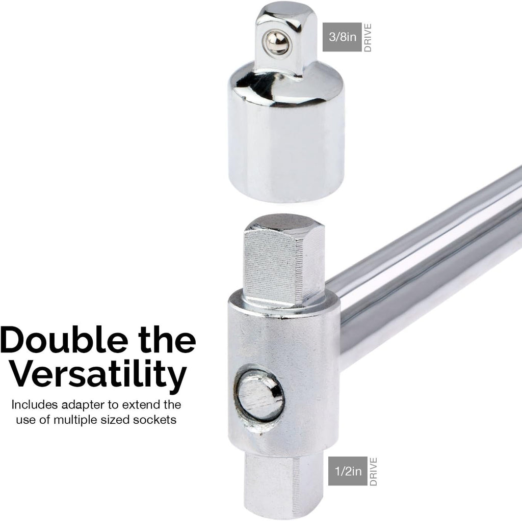 Tooluxe 03703L Dual Drive Beam Style Torque Wrench,3/8' & ½' Drives | 17' Length, 0-150 Ft-Lbs | SAE, Premium Steel Alloy (Pack of 12)