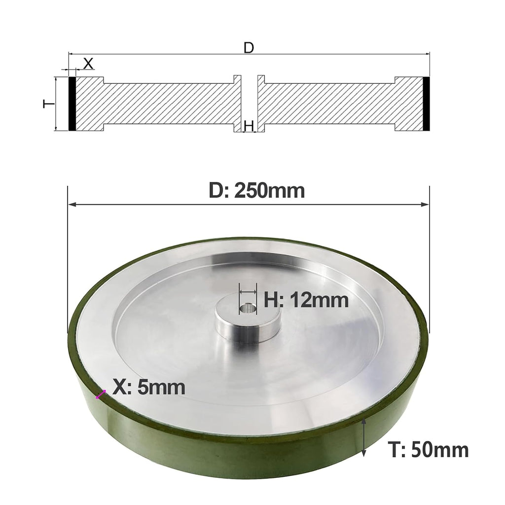 Resin Diamond Grinding Wheel for Tormek T8 Sharpening System, 250mm*50mm*12mm (D1,10000 Grit)