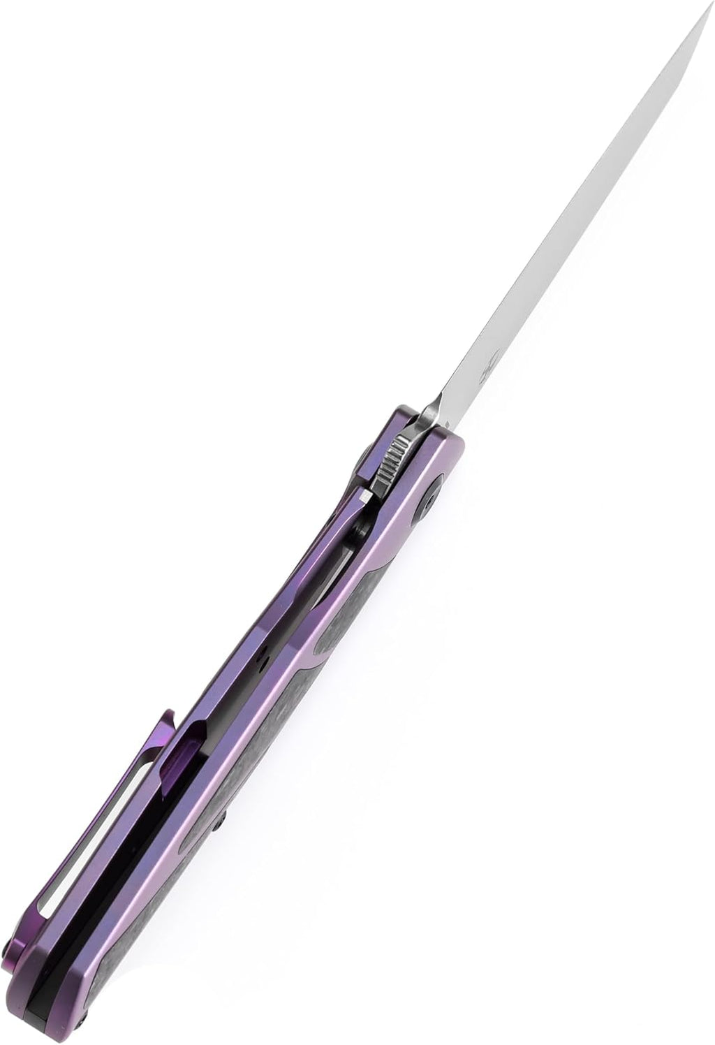KANSEPT Cru Camping Pocket Knives for Men 8.19' Folding Pocket Knives with 3.46' Stonewashed CPM S35VN and Purple Anodized Titanium & Shred Carbon Fiber Handle for Outdoor, Tactical, Survival K1092A2