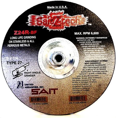 United Abrasives- SAIT 22616 Type 27 9-Inch x 1/4-Inch x 5/8-11 6600 Max RPM Z-Tech - Z24R Zirconium Depressed Center Grinding Wheels, 10-Pack
