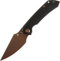 KANSEPT Fenrir Pocket Knife, 3.48' Rose Gold CPM-S35VN Blade with Flipper and Thumb Stud, Frame Lock for Camping Outdoor with Blackwash Titanium Handle and Micro-Milled Water Ripple Texture K1034C3