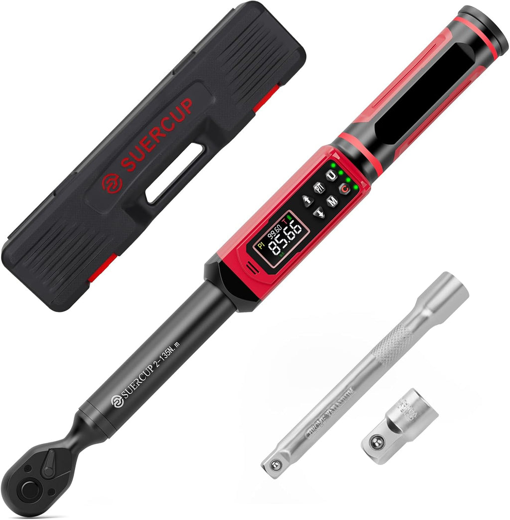 SUERCUP 3/8-inch Digital Torque Wrench(1.5-99.6Ft.Lb/2-135Nm) ；3/8-Inch Drive Click Torque Wrench - 5-45 Ft-Lb/6.8-61Nm Torque Wrench