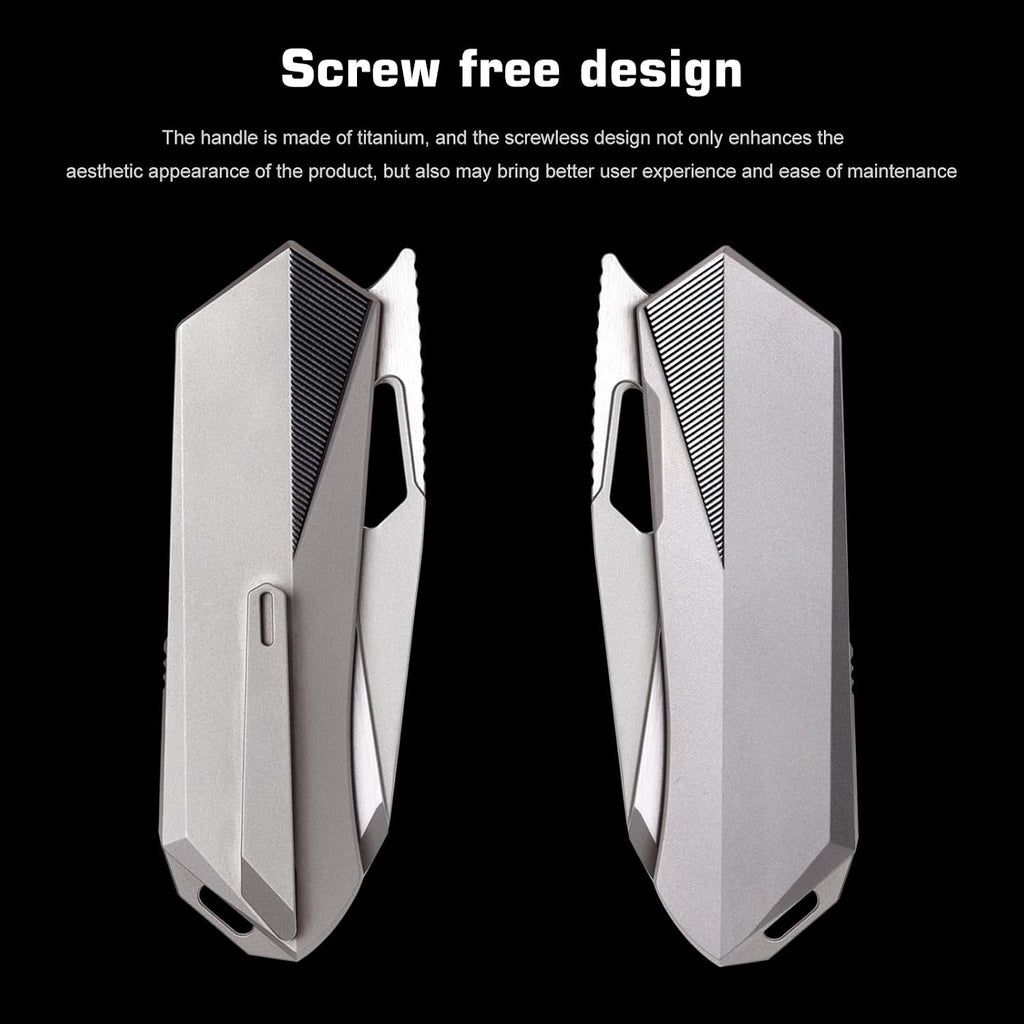 REMETTE RT-Woodpecker Folding Pocket Knife M390 Blade Titanium Handle (Silver)