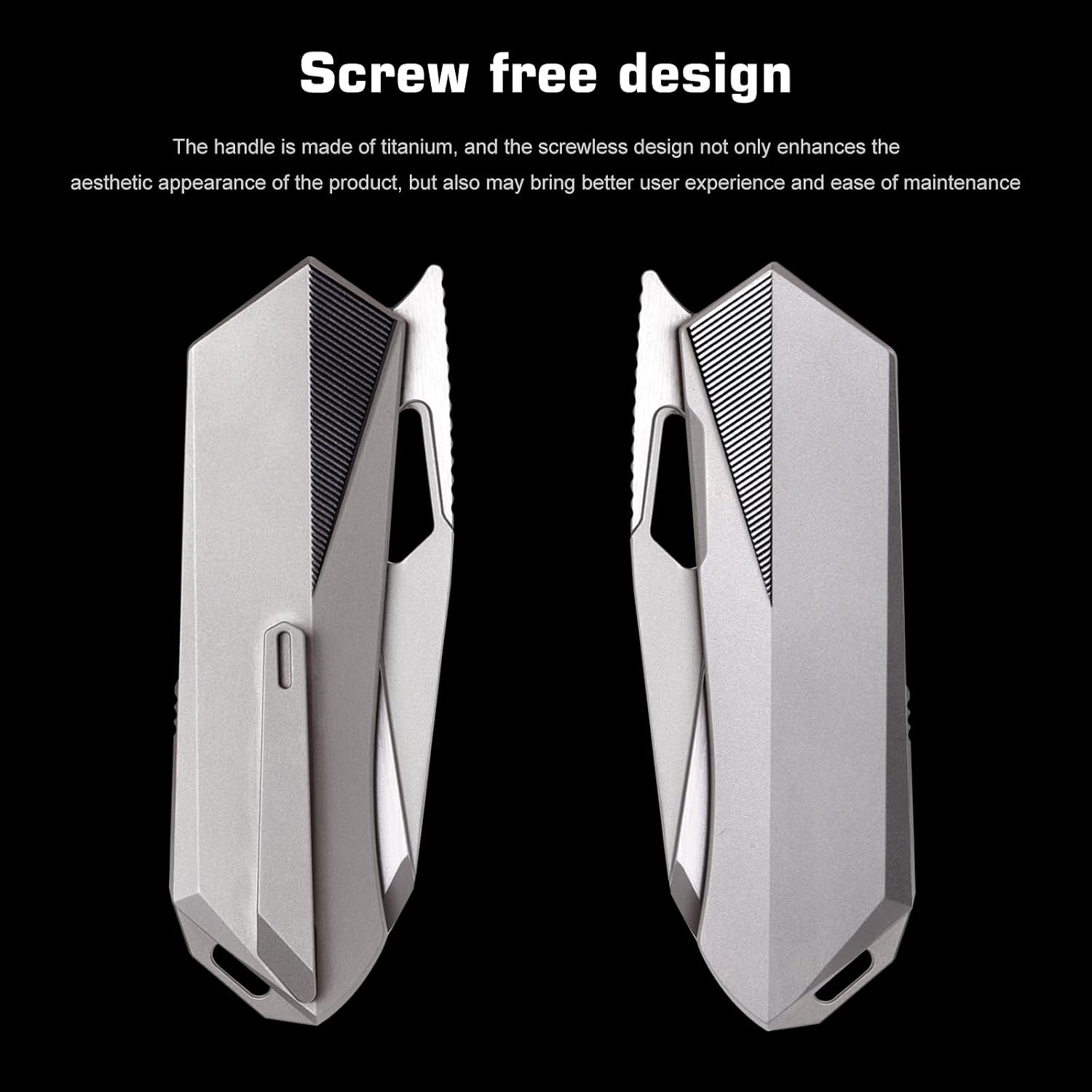 REMETTE RT-Woodpecker Folding Pocket Knife M390 Blade Titanium Handle (Silver)