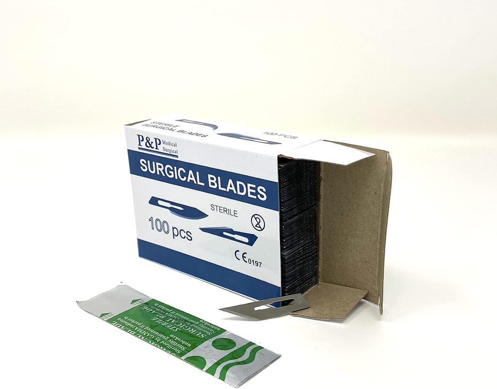 Disposable Surgical Scalpel Blades Sterile Size 10A High Grade Carbon Steel 2.1% 10xx Individually Foil Wrapped by P&P Medical Surgical (2500)
