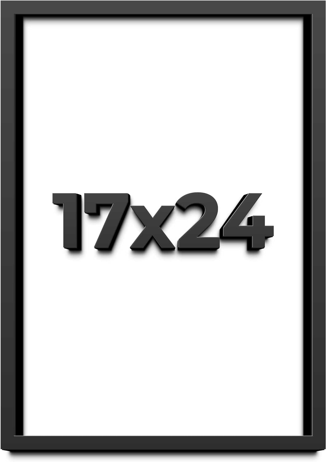 17x24 Shadow Box Black Solid Wood Display Frame with White Acid-Free Backing UV Acrylic & Hanging Hardware - with 3/4' Usable Depth